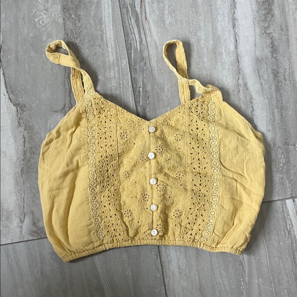American Eagle Outfitters Yellow Lace Tank Top